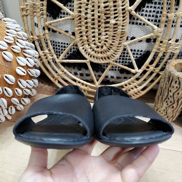 Born Escif D'Orsay Womens 6 Med Open Toe Flats Shoes Leather Black Comfort EUC - Picture 3 of 11